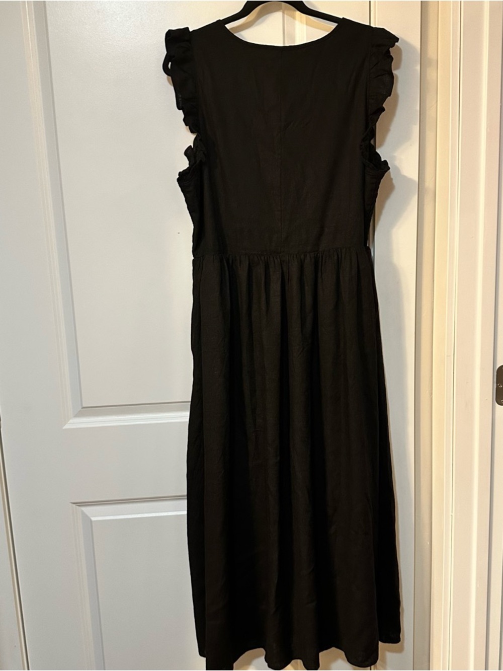 Black Ruffle Sleeve Midi Dress